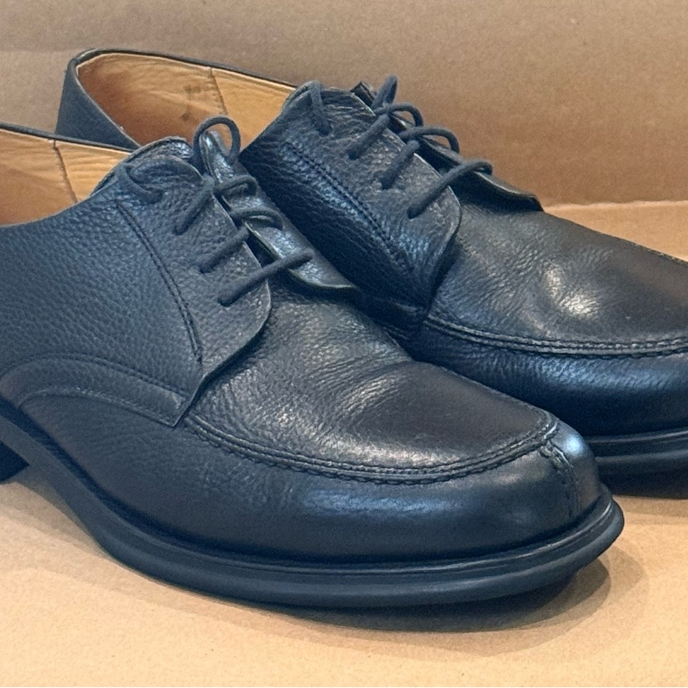 Black Pebbled Leather Derby Shoes for Men Made in Brazil
